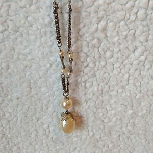 Vintage pearl necklace silver tone
